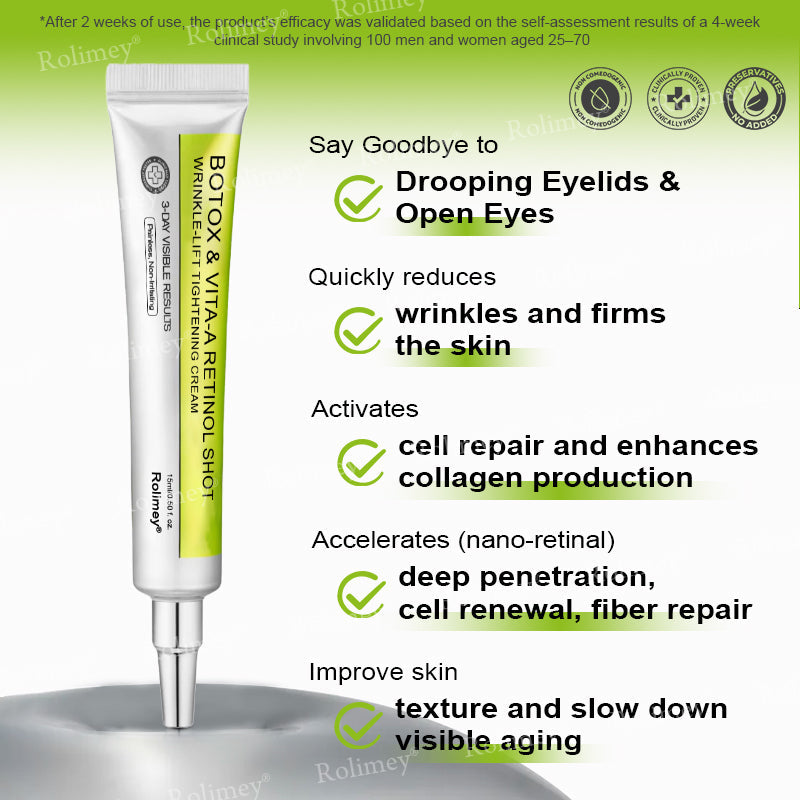 👍🌟💫Made and shipped from the UK 💫Rolimey® Botox & Vita-A Retinol Shot Wrinkle-Lift Tightening cream - Last Day Promotion 70% OFF